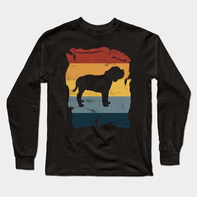 Neapolitan Mastiff Distressed Vintage Retro Silhouette Long Sleeve T-Shirt by DoggyStyles